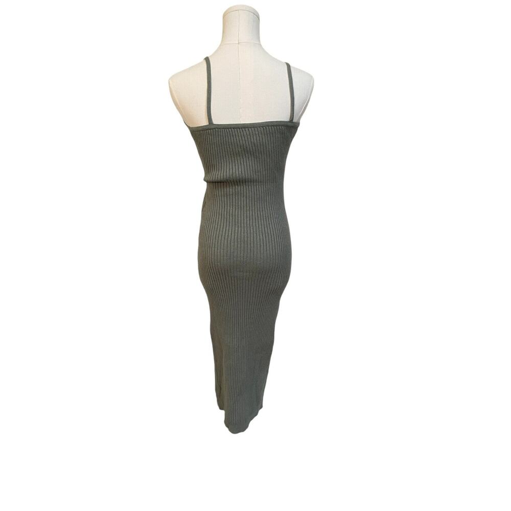 Princess Polly Oxford Green Ribbed Sleeveless Midi Dress Size L/XL FLAWED - Picture 3 of 10